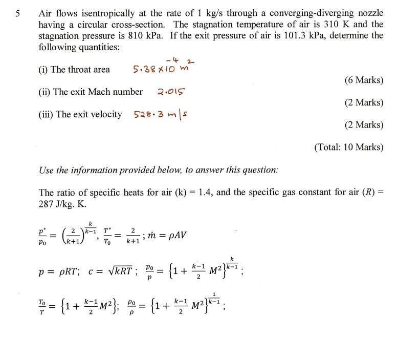 Air Flows Isentropically At The Rate Of 1 Kg S Through A Converging 