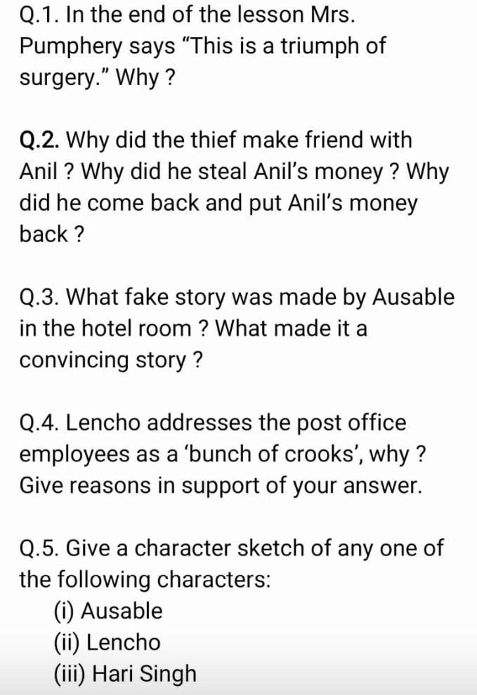 What does he get from Anil in return for his work?Hey guyzzz plzz ans.it  fast? from the chapter of the theif story?chapter =1 of footprint? | EduRev  Class 10 Question