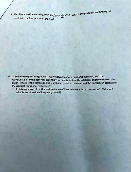 SOLVED physical chemistry particle in the first quarter of the ring