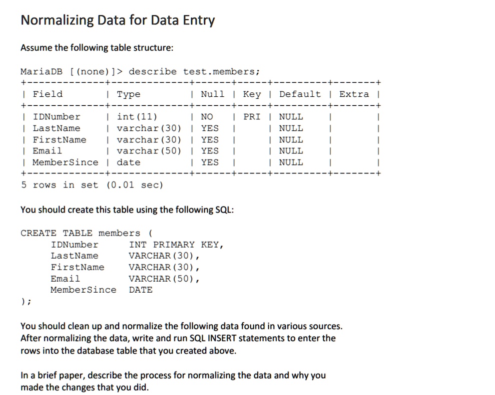 SOLVED: Part 4: Queries and Data Normalization Write and run three ...