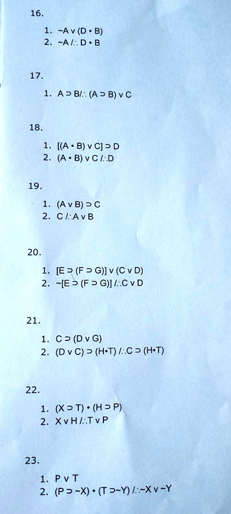 Solved 16 Av D B Al D B 17 A Bi A 3 B V C 18 A B V C 3 D 2 A B V C D 19 Avb
