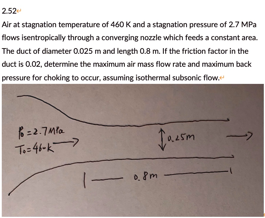 SOLVED Air at a stagnation temperature of 460 K and a stagnation