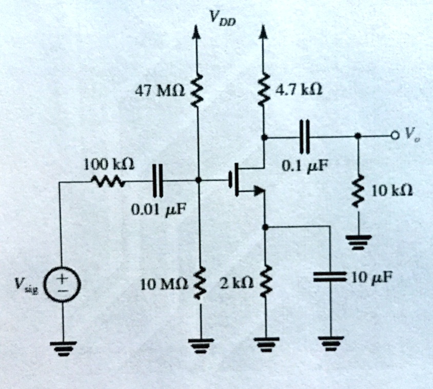 SOLVED The discrete amplifier below is based on gm = 6 mA/V. Calculate the cutoff frequencies