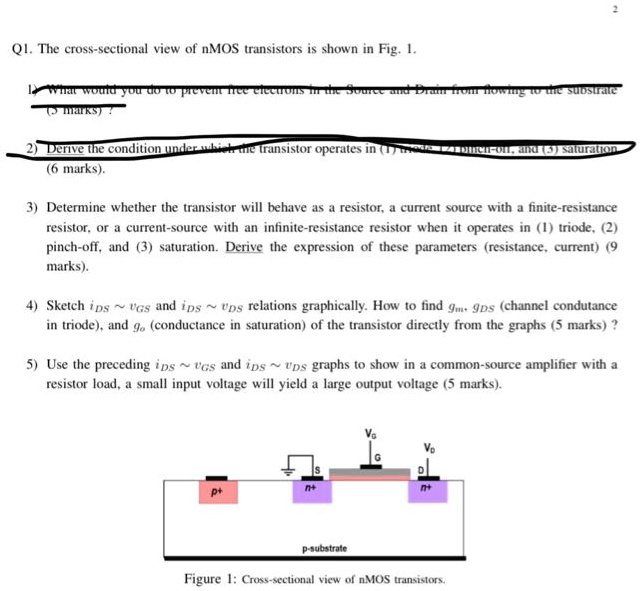 SOLVED Q1 The crosssectional view of nMOS transistors shown in Fig
