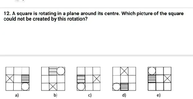 Picture By Rotation 12. A square is rotating in a plane around its centre. Which picture of ...