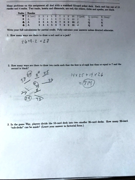 SOLVED Many problems using a standard 52card poker deck. Each card