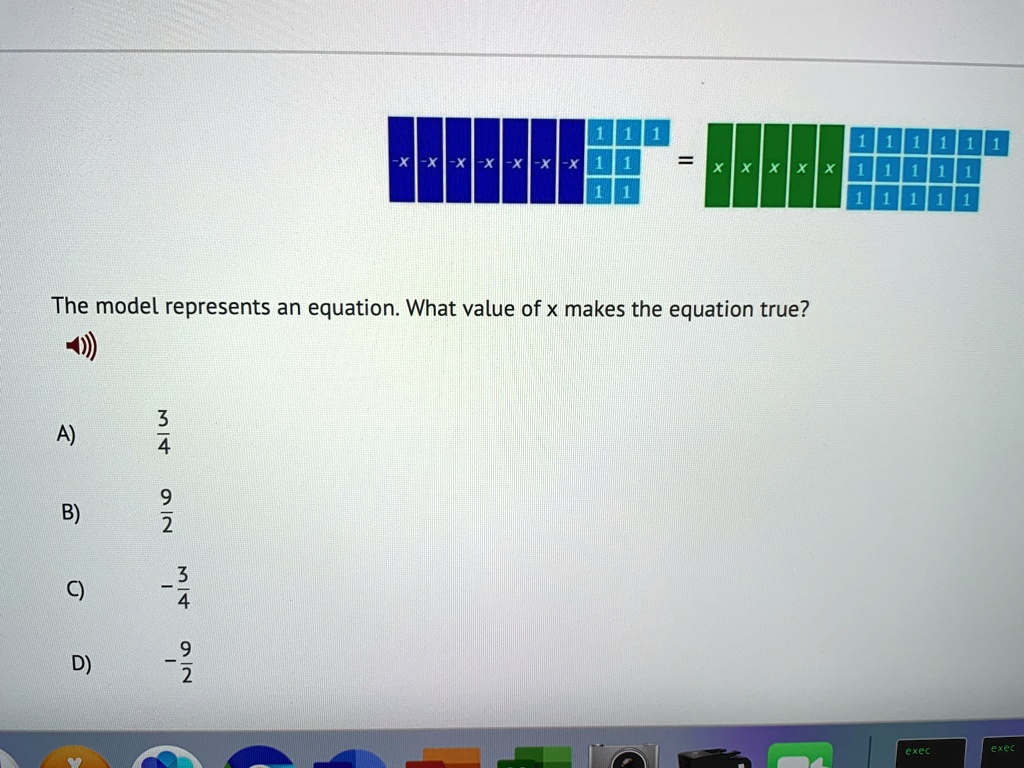 the-model-represents-an-equation-what-value-of-x-makes-the-equation