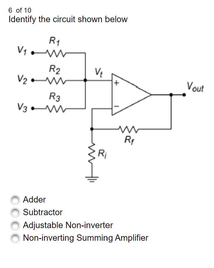 SOLVED: 6 of 10 Identify the circuit shown below Adder Subtractor ...