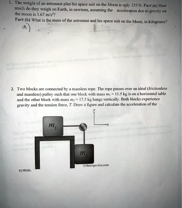 SOLVED The weight of an astronaut plus his space suit on the Moon is