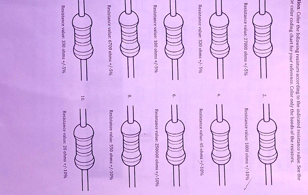Reference Resistor Color the following resistors according to the indicated resistance ...