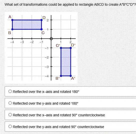 Rotation of rectangle ABCD, 90 degrees, clockwise.