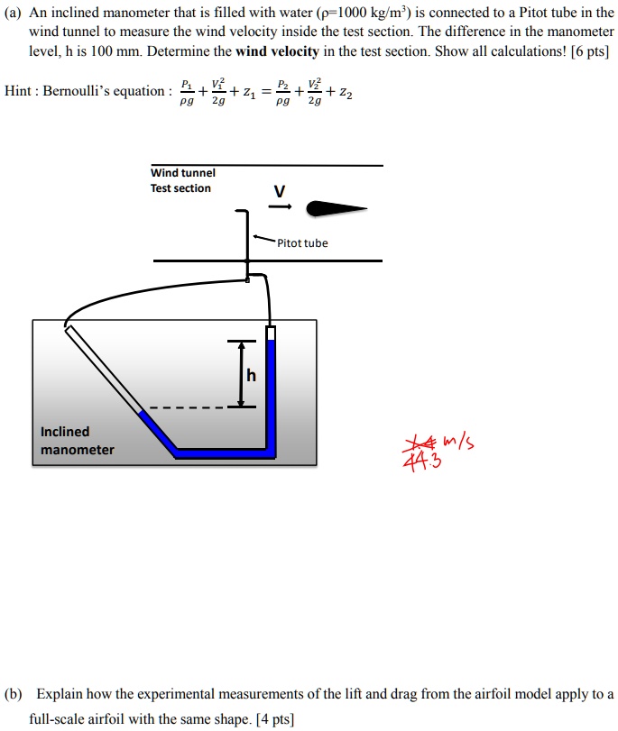SOLVED Can you explain part b? Thanks! a An inclined manometer that is filled with water (p