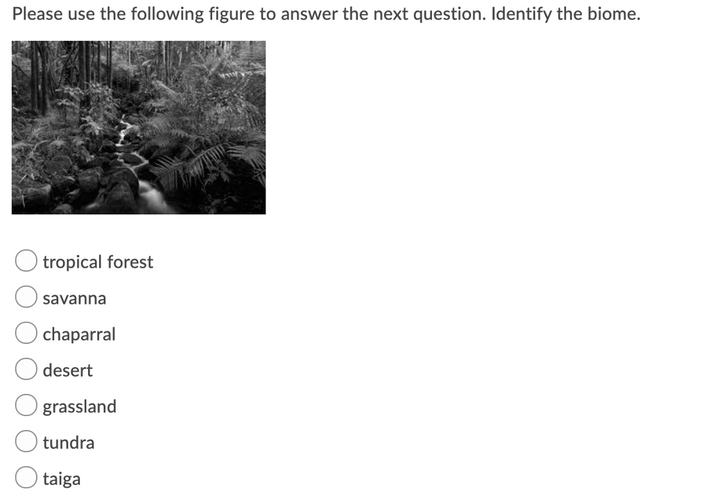 Solved Please Use The Following Figure To Answer The Next Question Identify The Biome Tropical