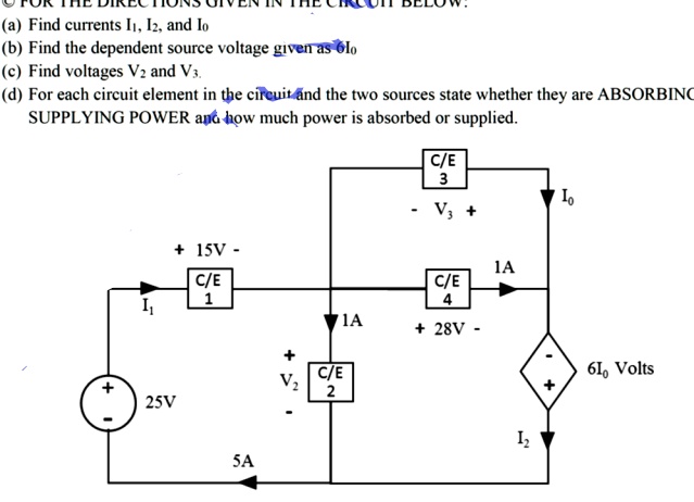 Solved A Find Currents I1 I2 And I0 B Find The Dependent Source