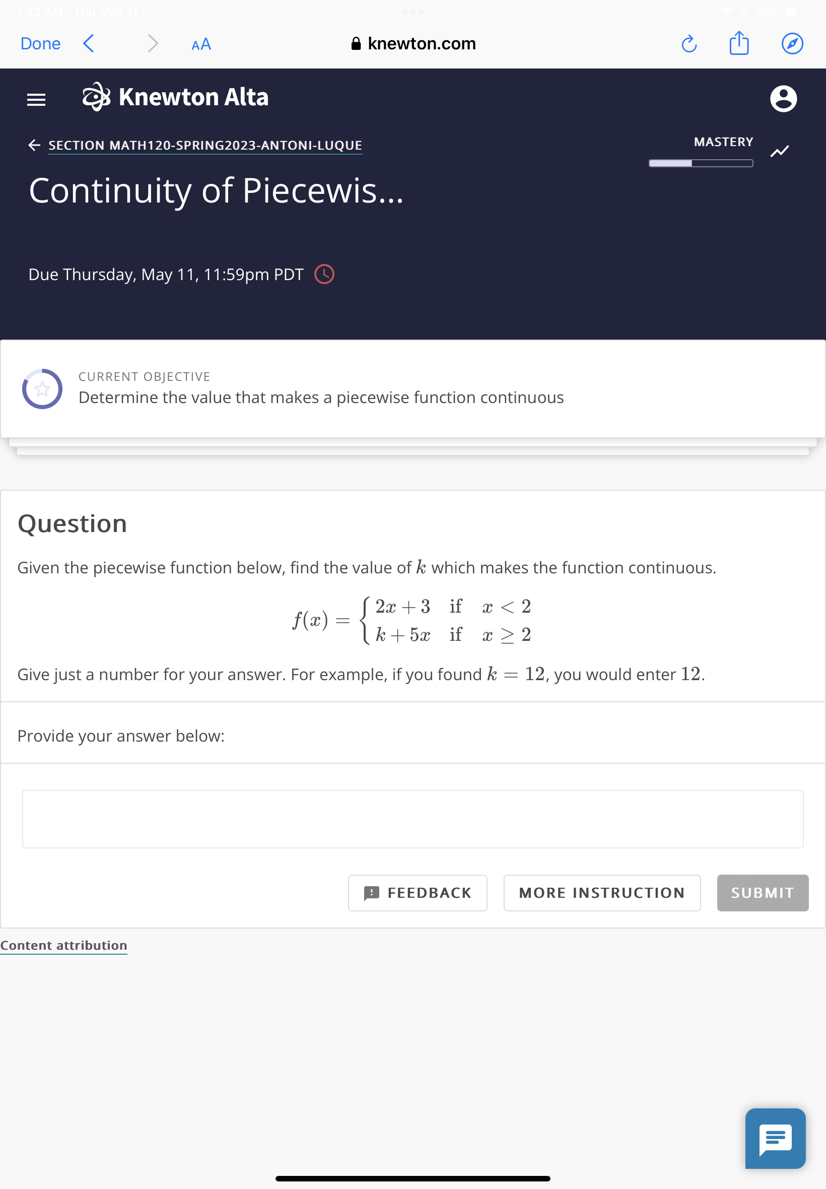 SOLVED: Done AA O Knewton.com ¿ Qs Knewton Alta ← SECTION MATH120 ...