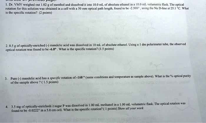 1 dr vmv weighed out 102 of menthol and dissolved it into 00 ml of ...