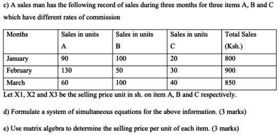 SOLVED: C) A Salesman Has The Following Record Of Sales During Three ...