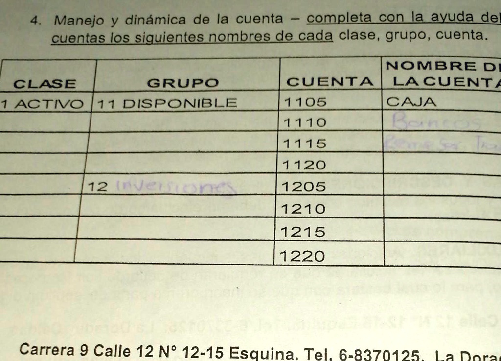 Solved Manejo Y Dinmica De La Cuenta Completa Con La Ayuda Del Plan Unico De Cuentas Los 1516