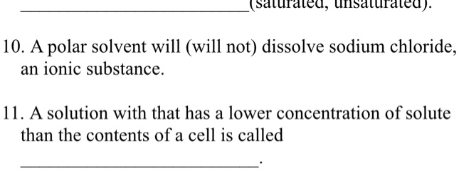 Solvedsdluralcd Ulisdluralcd 10 A Polar Solvent Will Will Not Dissolve Sodium Chloride An 6436