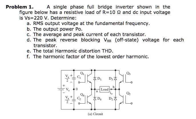 SOLVED: Problem 1. A single-phase full bridge inverter shown in the ...