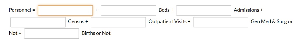 [GET ANSWER] Personnel = + Beds + Admissions + Census + Outpatient ...