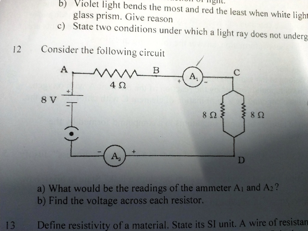 SOLVED 'Consider the following circuit a) what would be the readings