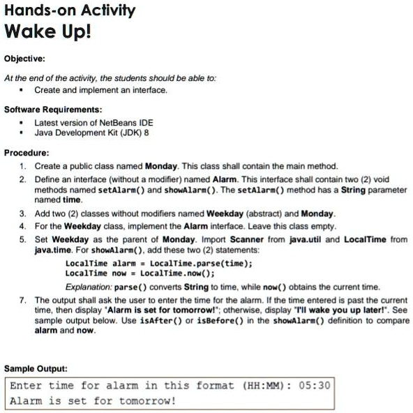 Hands-on Activity Wake Up! Objective: At the end of the activity, the ...
