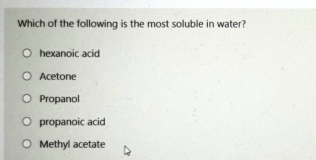 Hexanoic Acid Solubility In Water