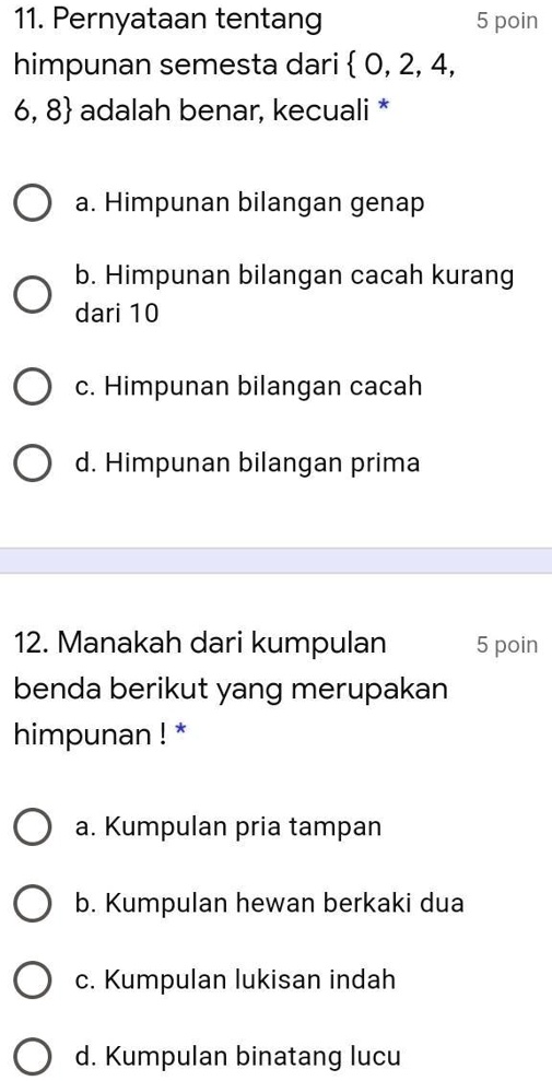 himpunan semesta dari a 2 4 5 6 7 8