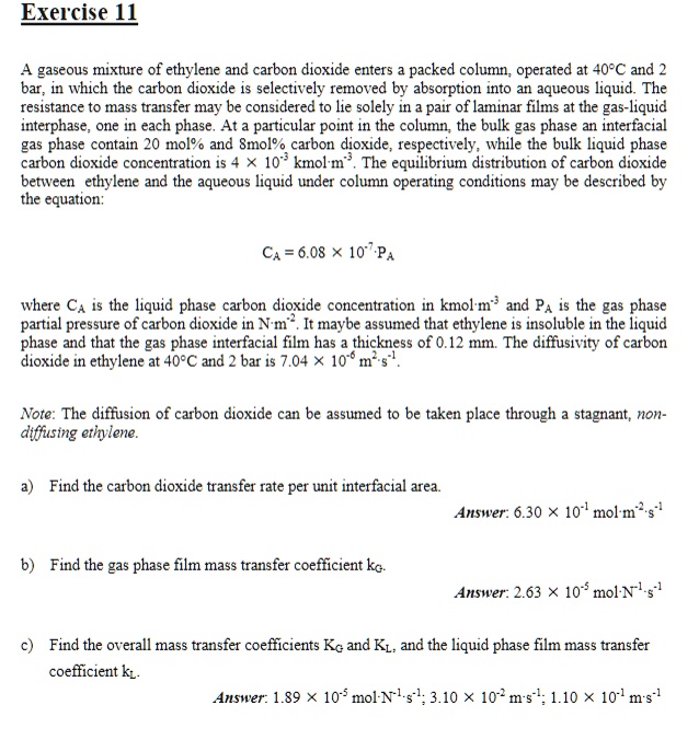 SOLVED: Exercise11 A Gaseous Mixture Of Ethylene And Carbon Dioxide ...