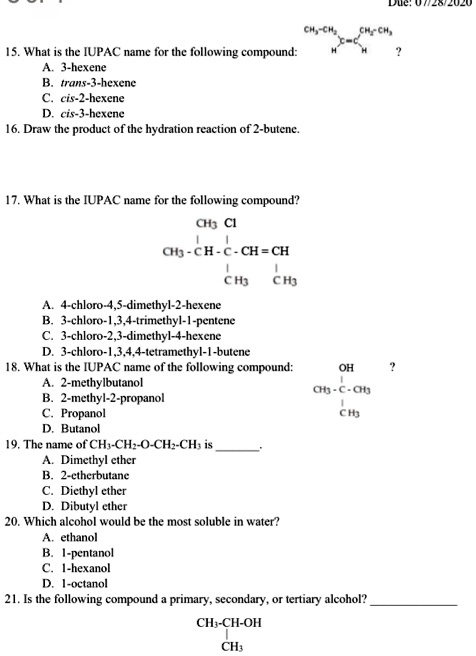 Solved Ch Ch What The Iupac Name For The Following Compound