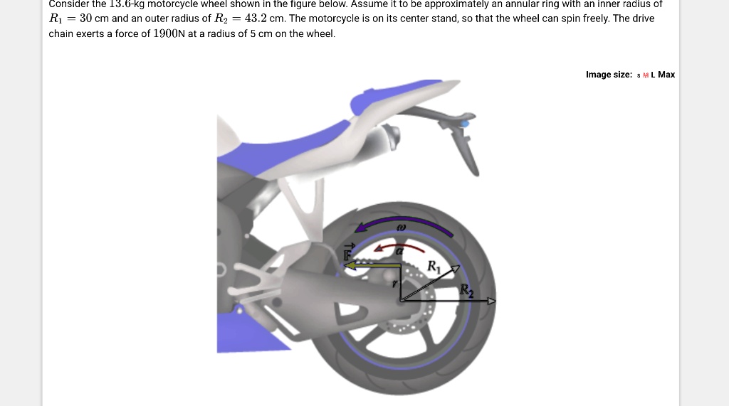 SOLVED Consider the 3.6kg motorcycle wheel shown in the figure below. Assume it to be