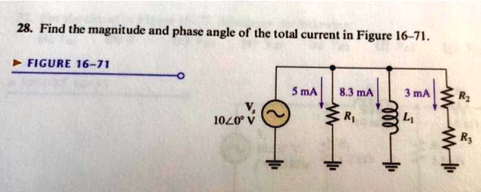 28. Find the magnitude and phase angle of the total current in Figure ...