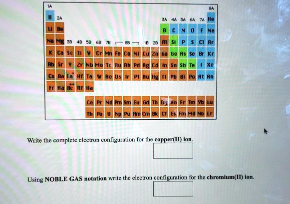 Solved Write The Complete Electron Configuration For The Copperi Ion Using Noble Gas