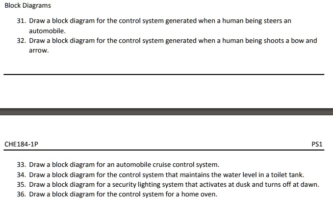 SOLVED: PROCESS CONTROLS Block Diagrams 31. Draw a block diagram for ...