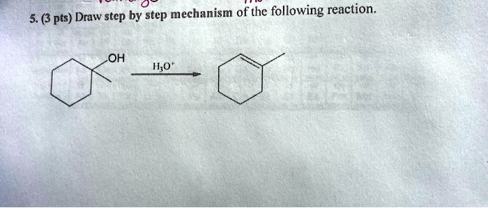 5. (3 pts) Draw step by step mechanism of the following reaction.
OH
H3O+