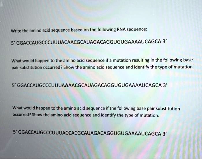 SOLVED please help with this thank you Write the amino acid sequence