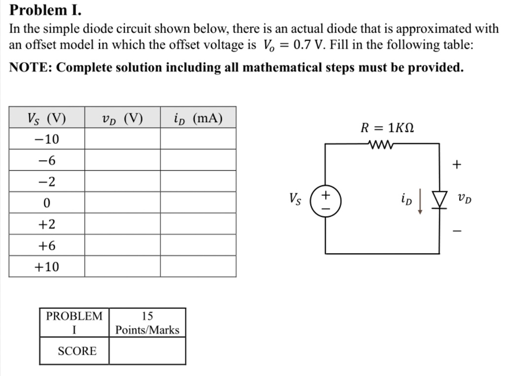 SOLVED Problem [. In the simple diode circuit shown below, there is an