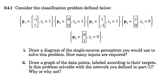 E4.1 Consider the classification problem defined below: {P1...