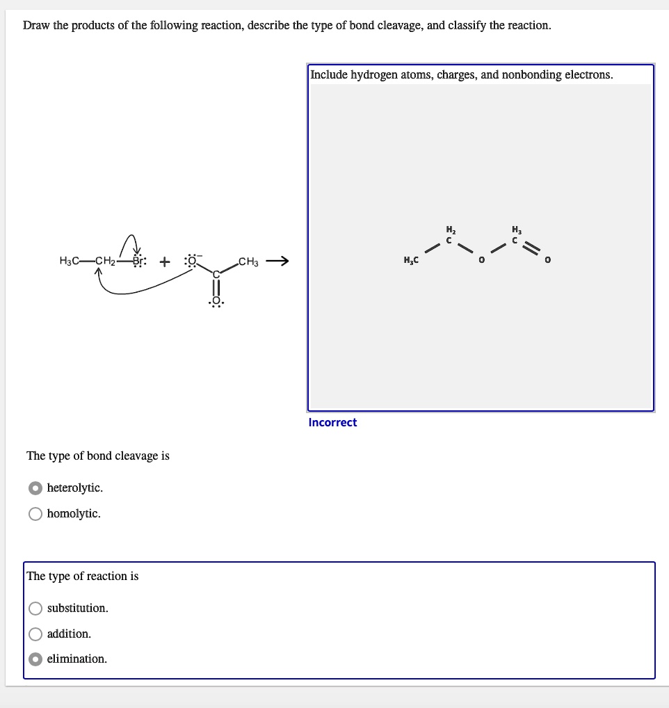 SOLVED Draw the products of the following reaction, describe the type