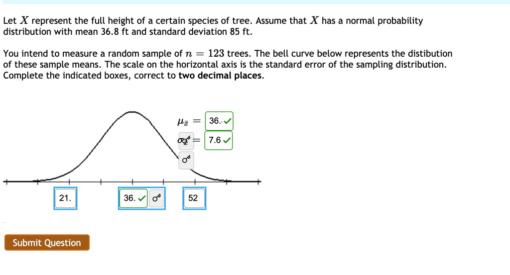 let x represent the full height of a certain species of tree assume ...
