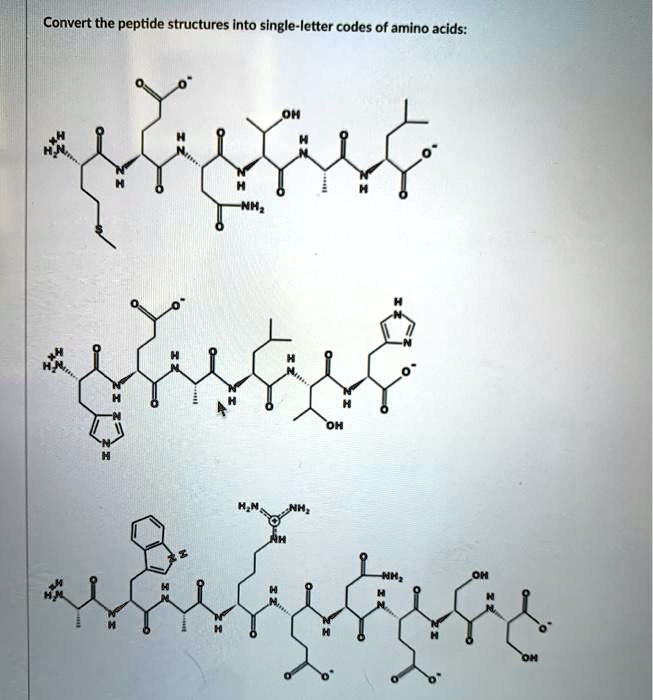 SOLVED Convert the peptide structures into singleletter codes of amino acids