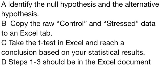 null and alternative hypothesis excel