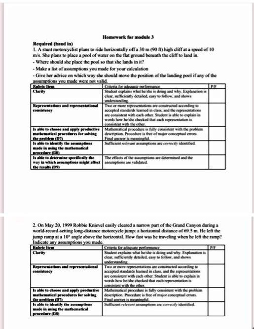hello there i still need help with both of these questions can it be possible if someone can put step by step process thank you homewsrk for module3 required hand ia l1a stunt motorcyclist p 84437