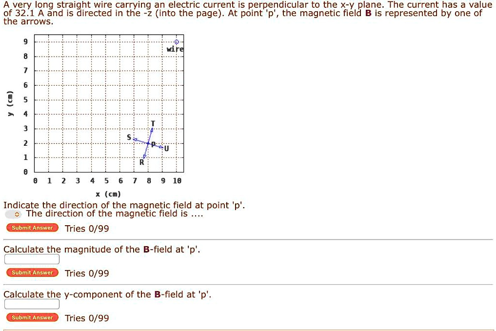 SOLVED: A very long straight wire carrying an electric current is ...