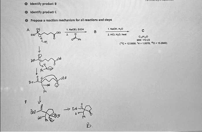 SOLVED: What's the reaction from B to C, and what's the C12H12O ...