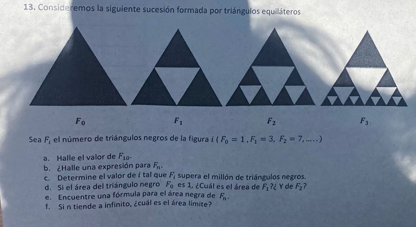 SOLVED: 13. Consideremos La Siguiente Sucesión Formada Por Triángulos ...