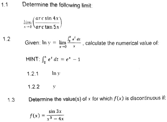 Solved et? dt 1 $ lim X1 1 Ꮖ х In