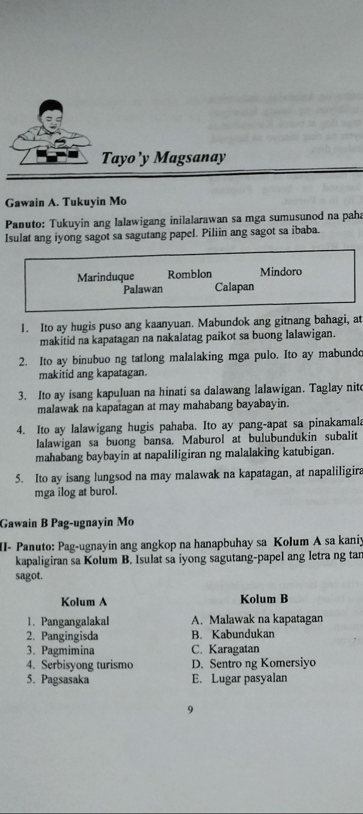 Tayoy Magsanay Gawain A Tukuyin Mo Panuto Tukuyin Ang Lalawigang Inilalarawan Sa Mga 8003