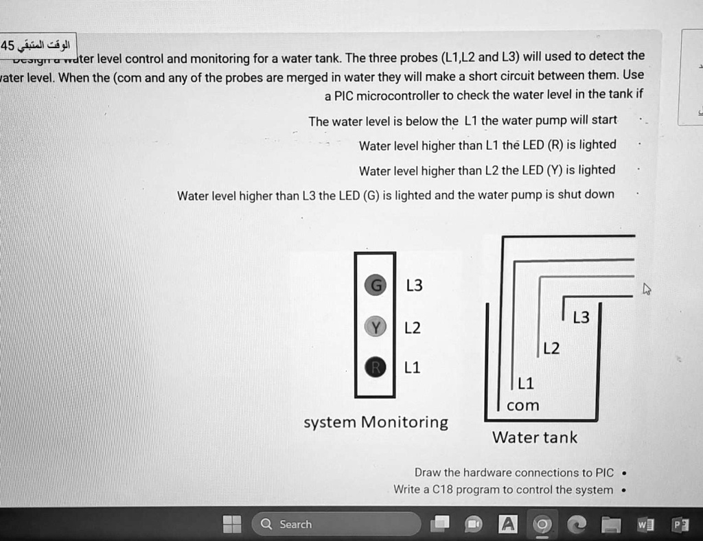 SOLVED 45 water level control and monitoring for a water tank. The